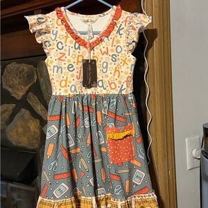 Matilda Jane Alphabet and School Supplies Print Dress NEW